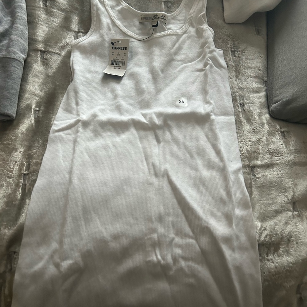Express White Ribbed Tank Top